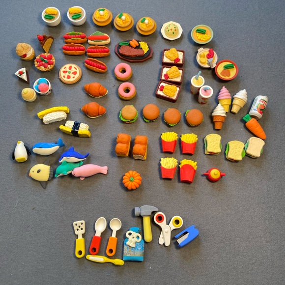 Other - Japanese miniature erasers, pull apart,‎ food, animals, office supplies